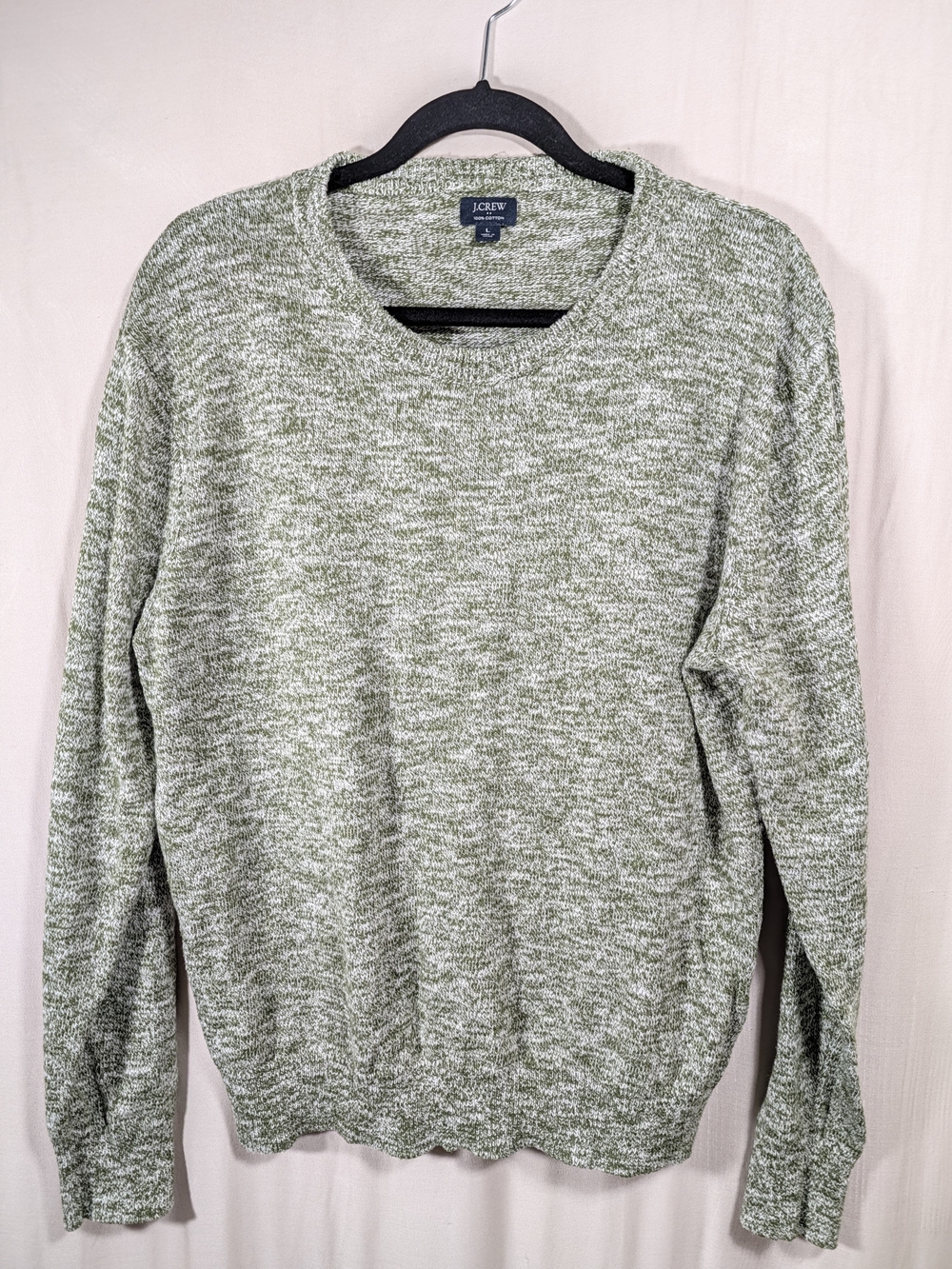 J.Crew Green & White Cotton Sweater Size Large